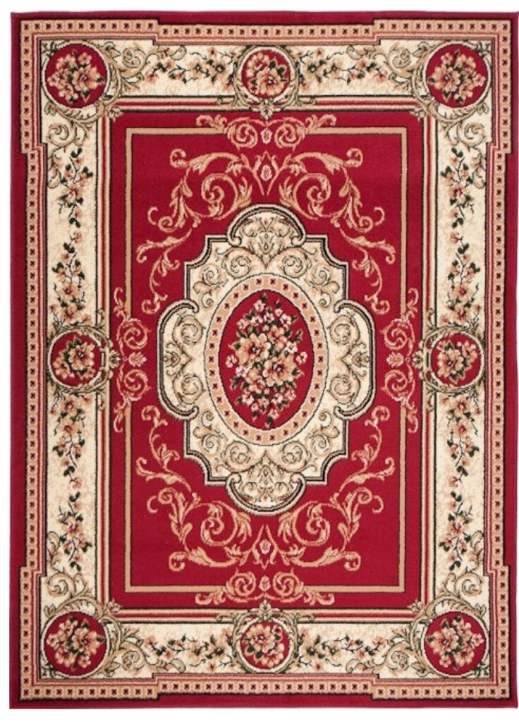 Tapis Atlas Rouge Crème Traditionnel Médaillon