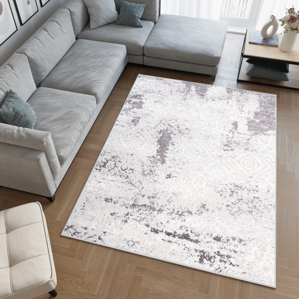 Tapis Sky Gris Crème Vintage Ornamental