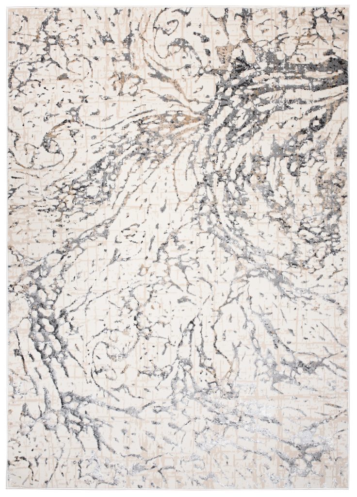 Tapis Hera Crème Gris Vagues Effet 3D