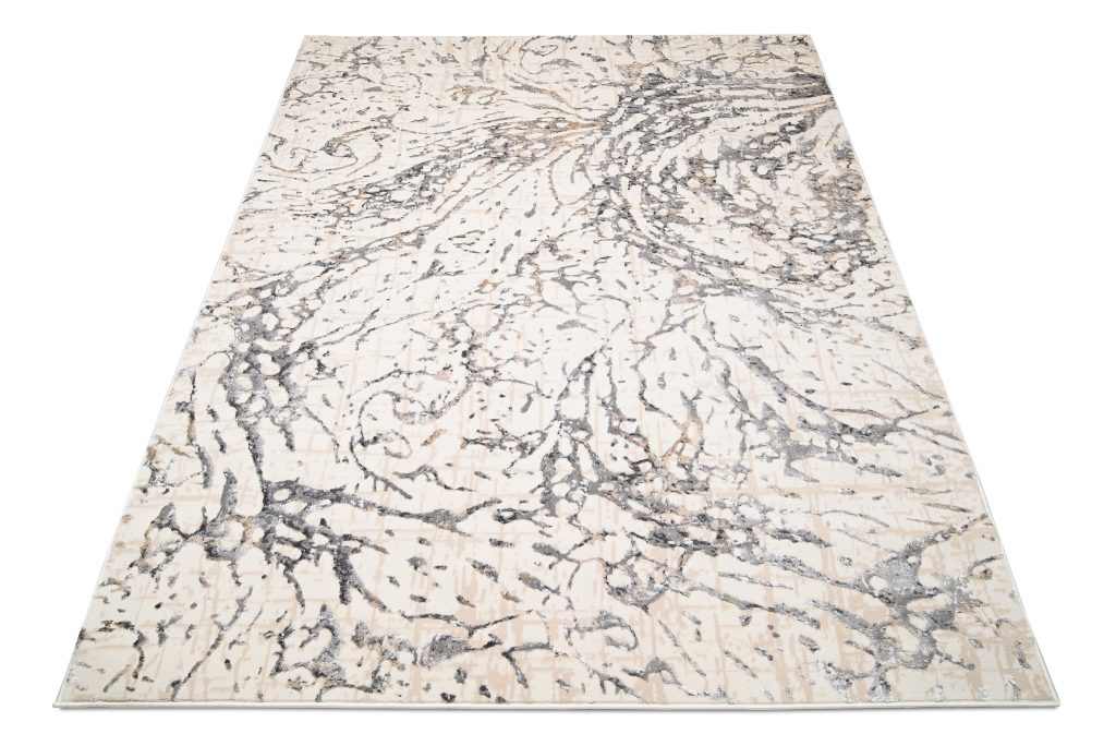 Tapis Hera Crème Gris Vagues Effet 3D