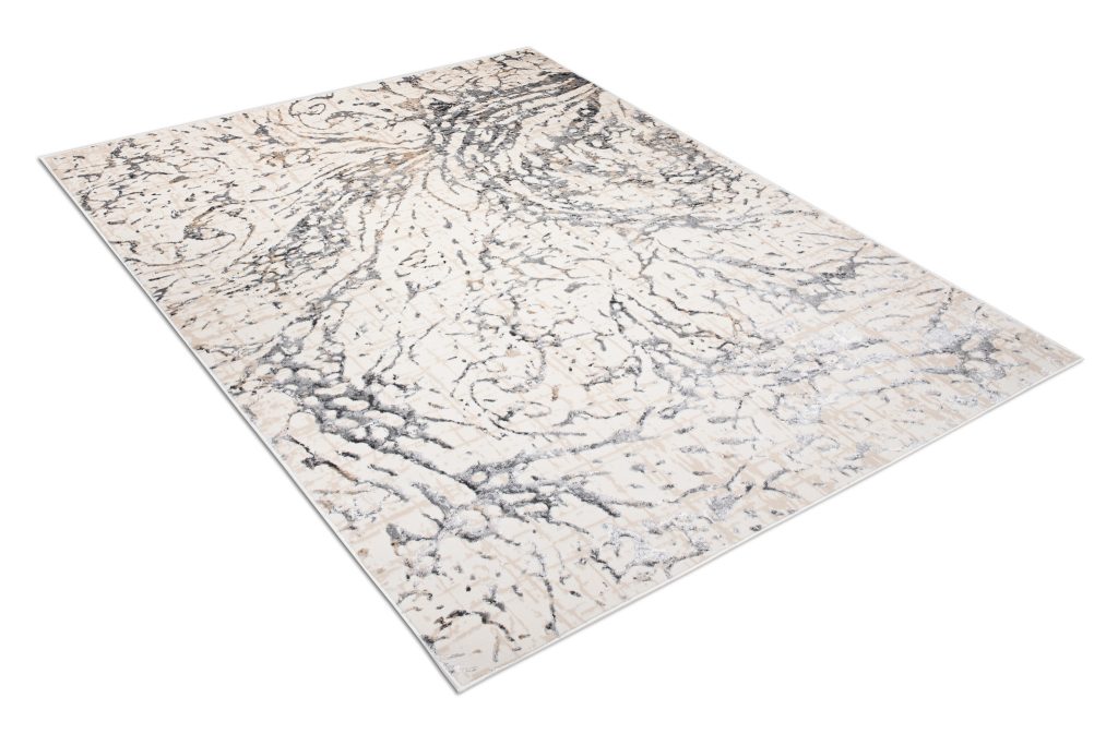Tapis Hera Crème Gris Vagues Effet 3D