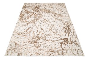 Tapis Hera Crème Beige Marron Vagues Effet 3D