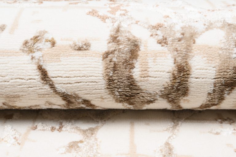 Tapis Hera Crème Beige Marron Vagues Effet 3D