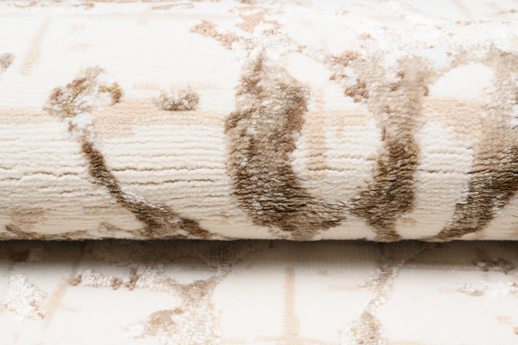 Tapis Hera Crème Beige Marron Vagues Effet 3D