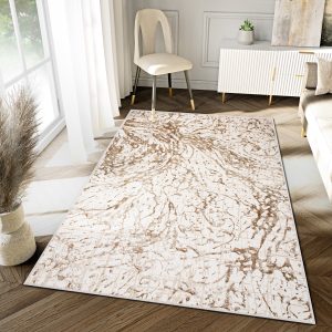 Tapis Hera Crème Beige Marron Vagues Effet 3D