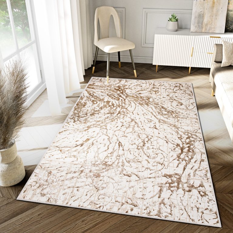 Tapis Hera Crème Beige Marron Vagues Effet 3D