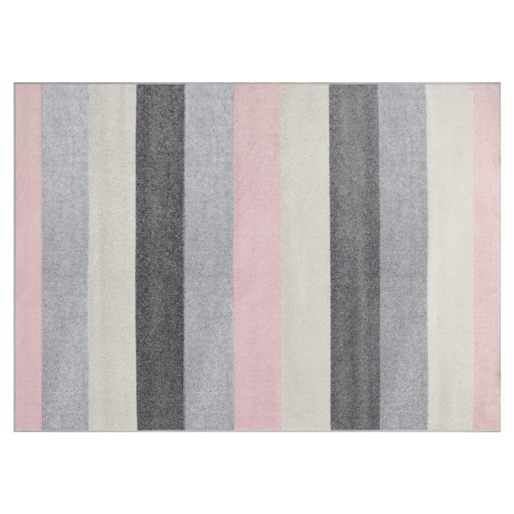 Tapis Lazur Gris Rose Géométrique Lignes