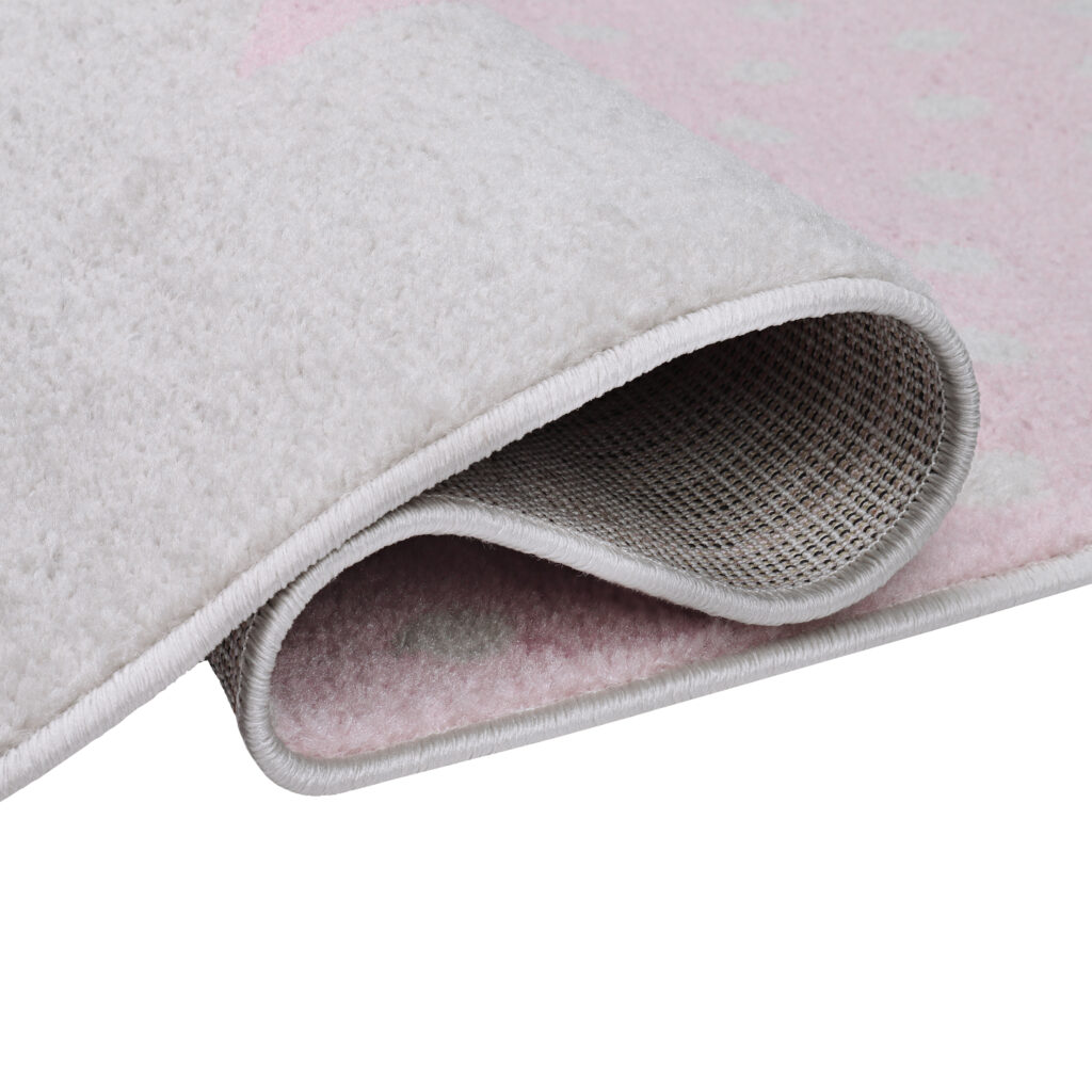 Tapis Lazur Gris Rose Carrés Enfants