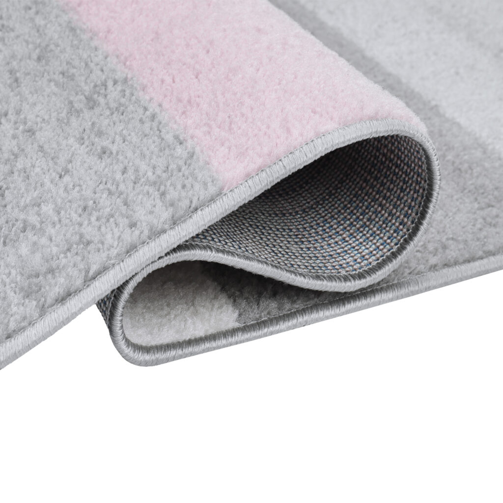 Tapis Lazur Gris Rose Géométrique Lignes