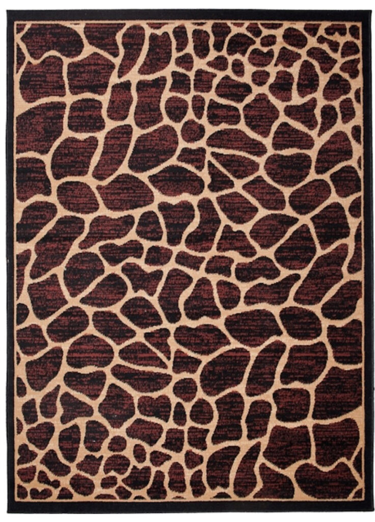 Tapis Atlas Marron Beige Motif Animalier Girafe