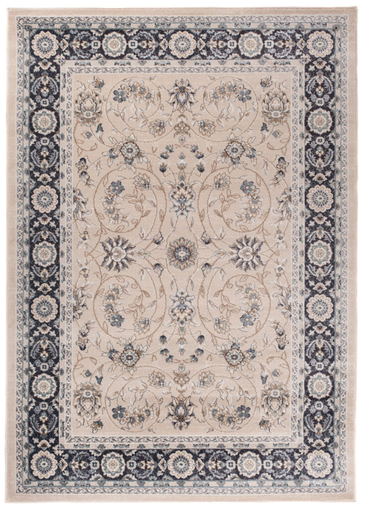 Tapis Colorado Traditionnel Beige Noir Floral