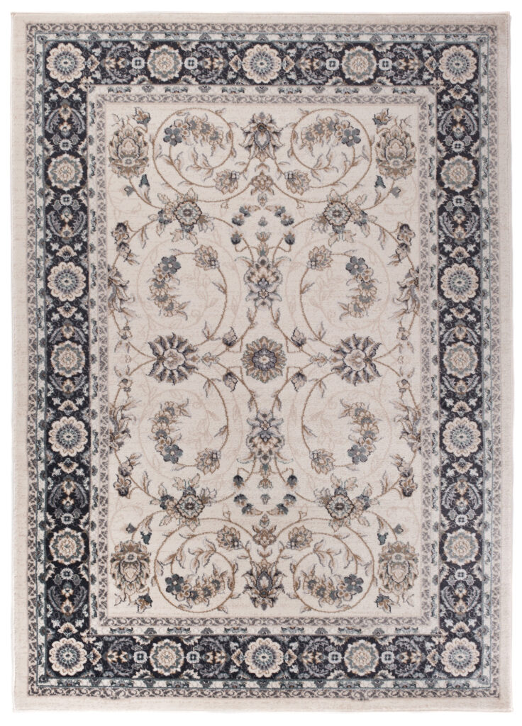 Tapis Colorado Traditionnel Crème Noir Floral