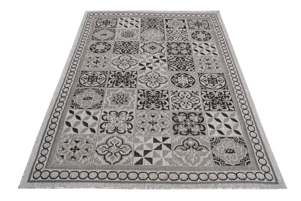 Tapis Melissa Gris Noir Mosaïque Intérieur Extérieur