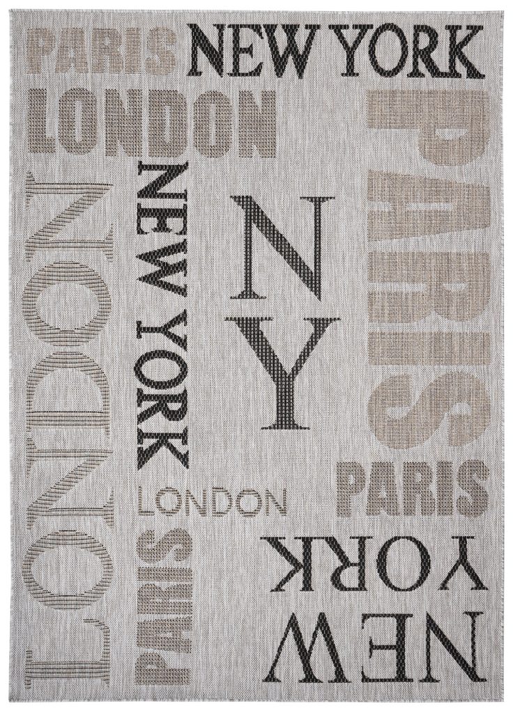 Tapis Melissa Gris Noir Villes Intérieur Extérieur
