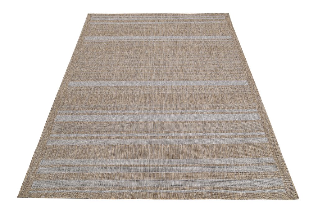 Tapis Melissa Marron Gris Rayé Intérieur Extérieur