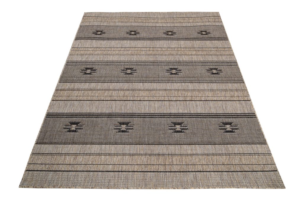 Tapis Melissa Marron Noir Ethnique Intérieur Extérieur