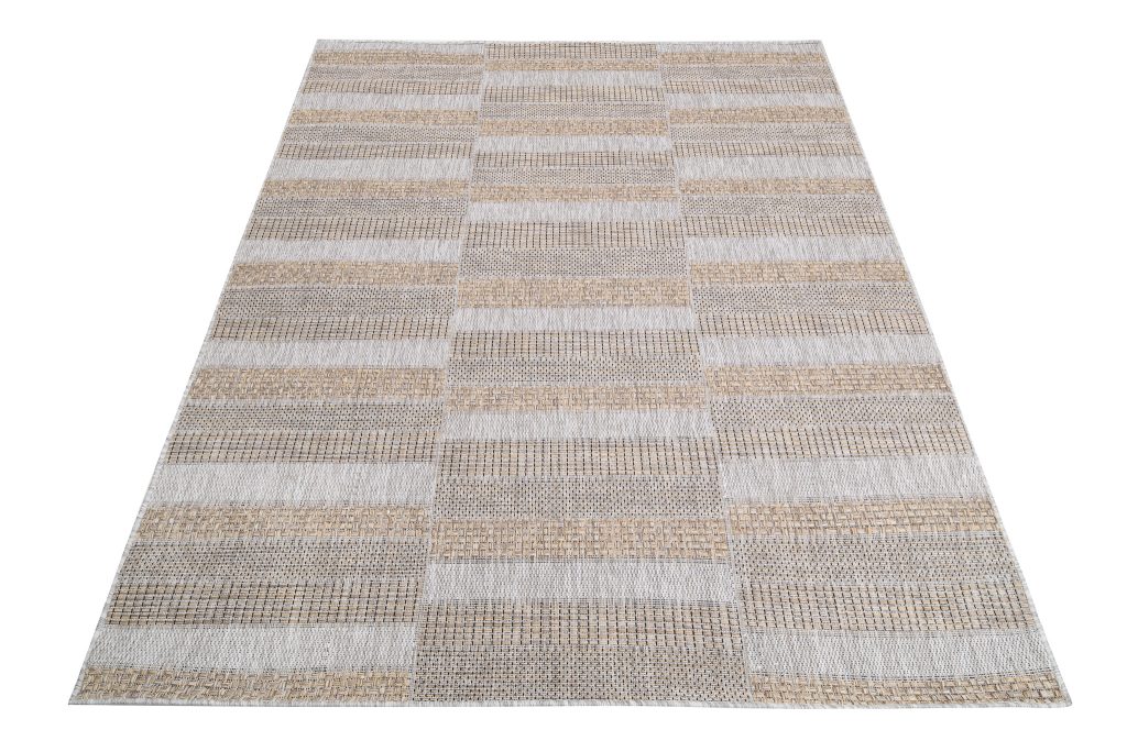 Tapis Melissa Marron Gris Rectangles Intérieur Extérieur