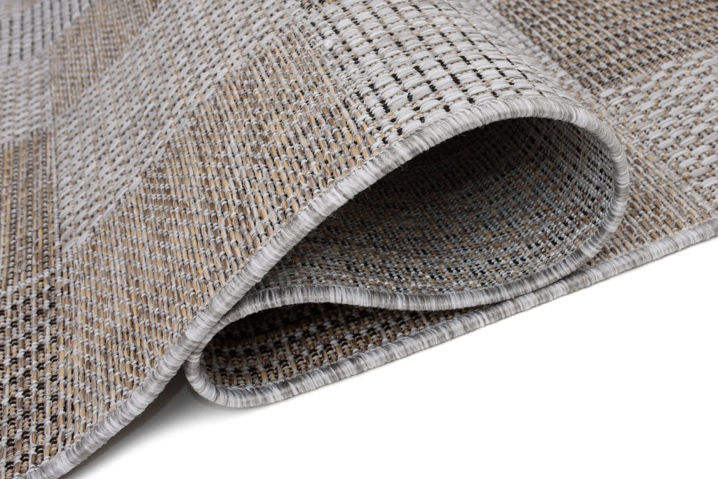 Tapis Melissa Marron Gris Carrés Intérieur Extérieur
