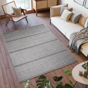 Tapis Capri Extérieur Intérieur Moderne Gris Rayé Résistant Sisal
