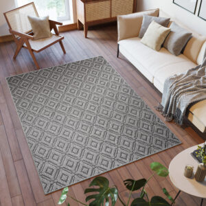 Tapis Capri Extérieur Intérieur Moderne Gris Marocain Robuste Sisal