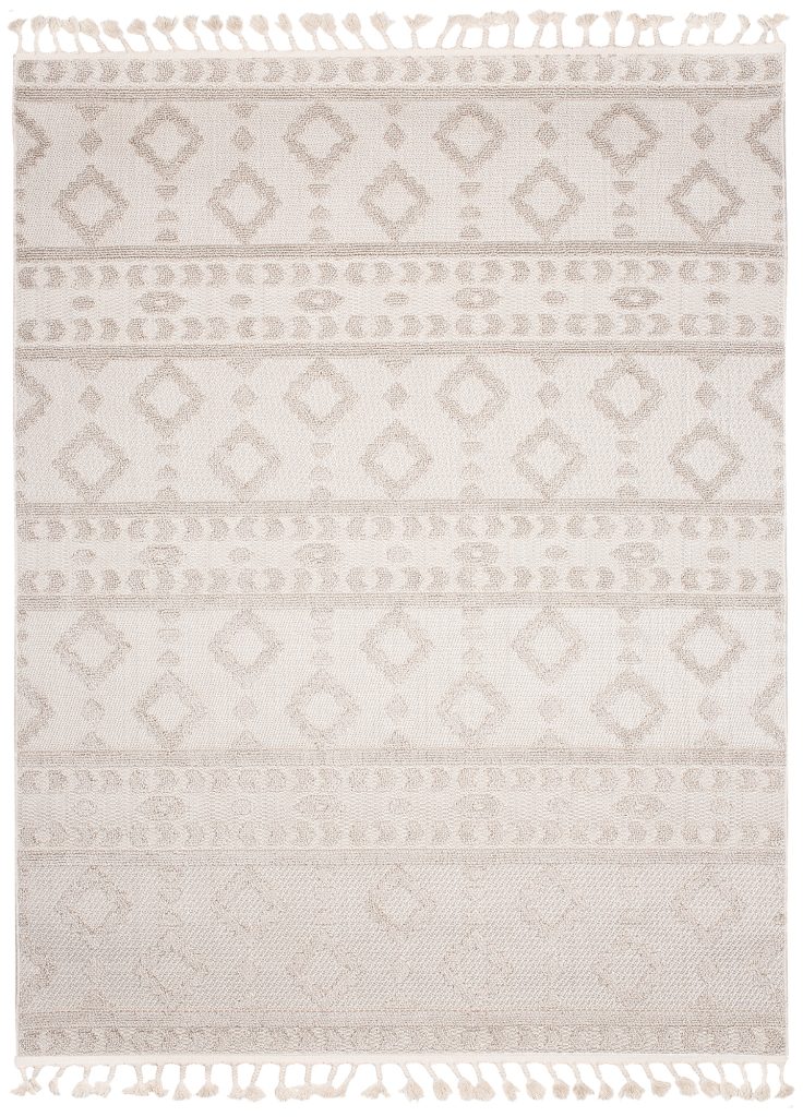 Tapis Timber Intérieur Extérieur Beige Ethnique Franges