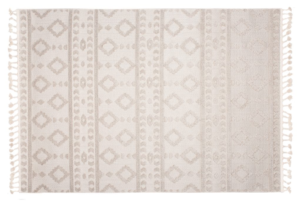 Tapis Timber Intérieur Extérieur Beige Ethnique Franges
