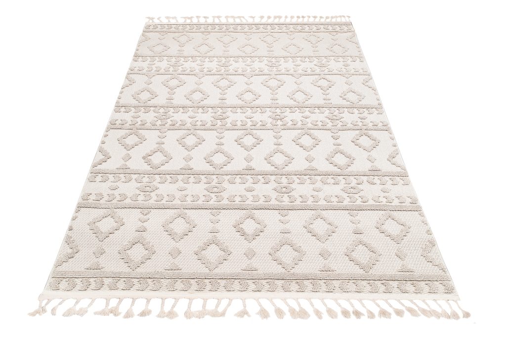 Tapis Timber Intérieur Extérieur Beige Ethnique Franges