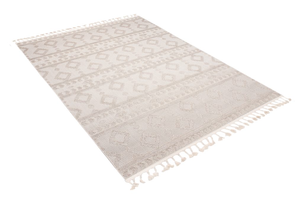 Tapis Timber Intérieur Extérieur Beige Ethnique Franges