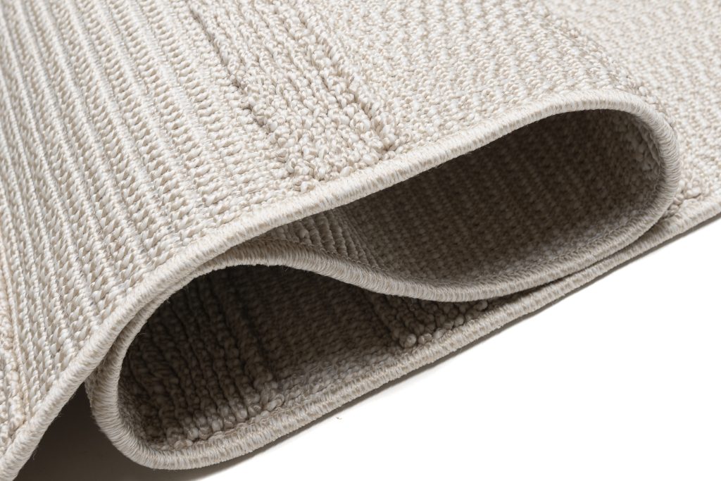 Tapis Timber Intérieur Extérieur Beige Rayé Franges