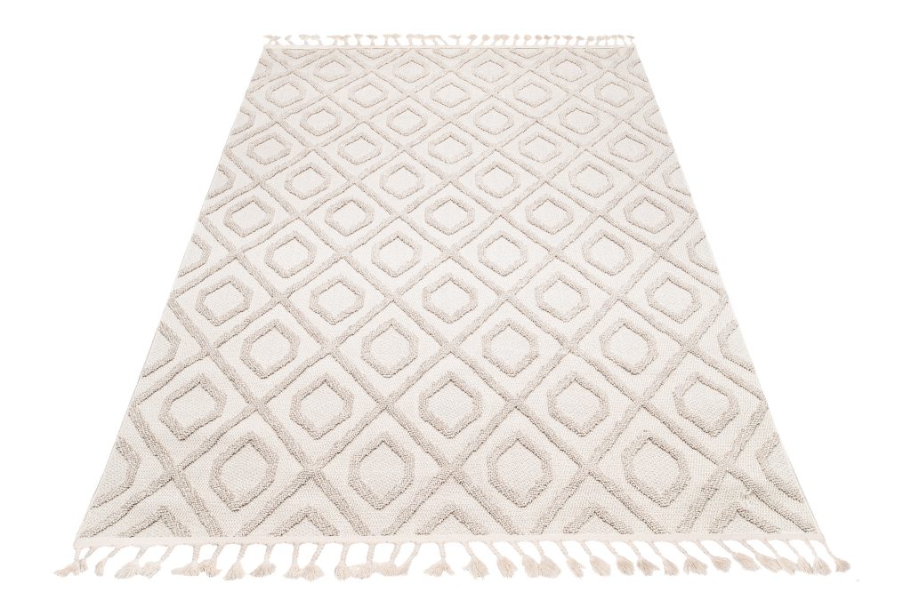 Tapis Timber Intérieur Extérieur Beige Géométrique Franges
