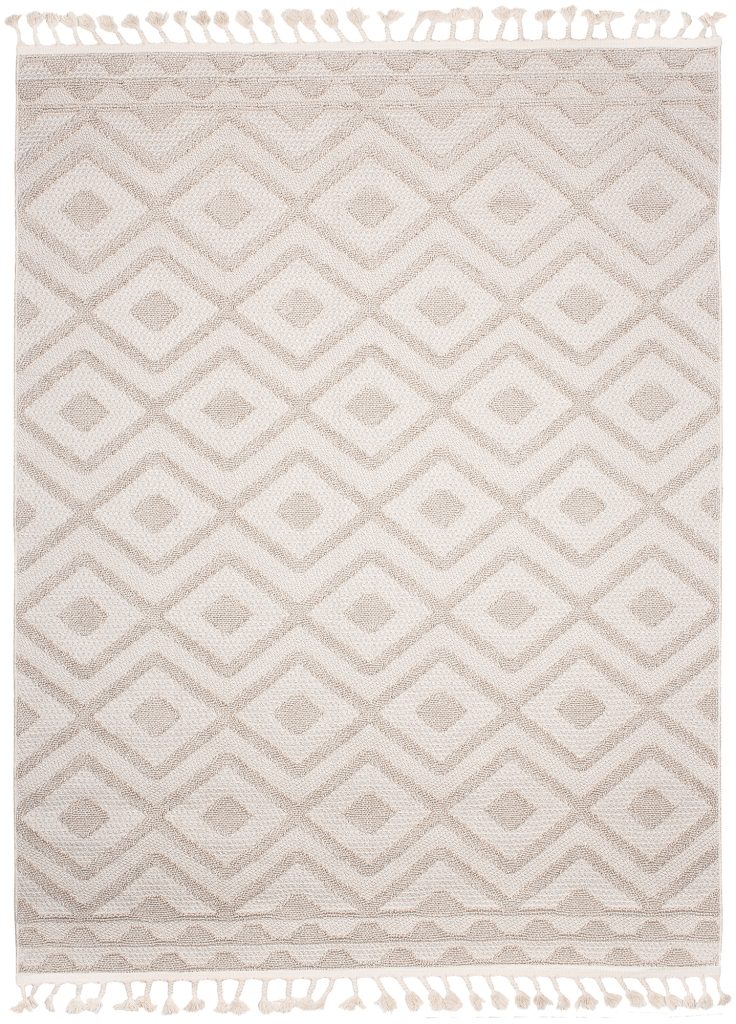 Tapis Timber Intérieur Extérieur Beige Losanges Franges