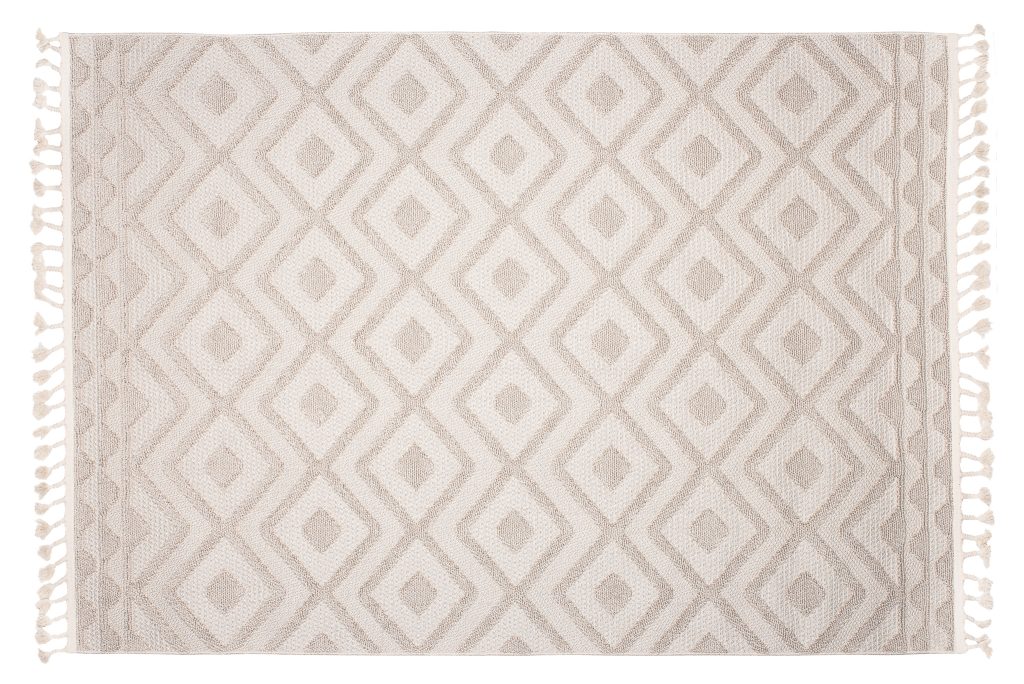 Tapis Timber Intérieur Extérieur Beige Losanges Franges