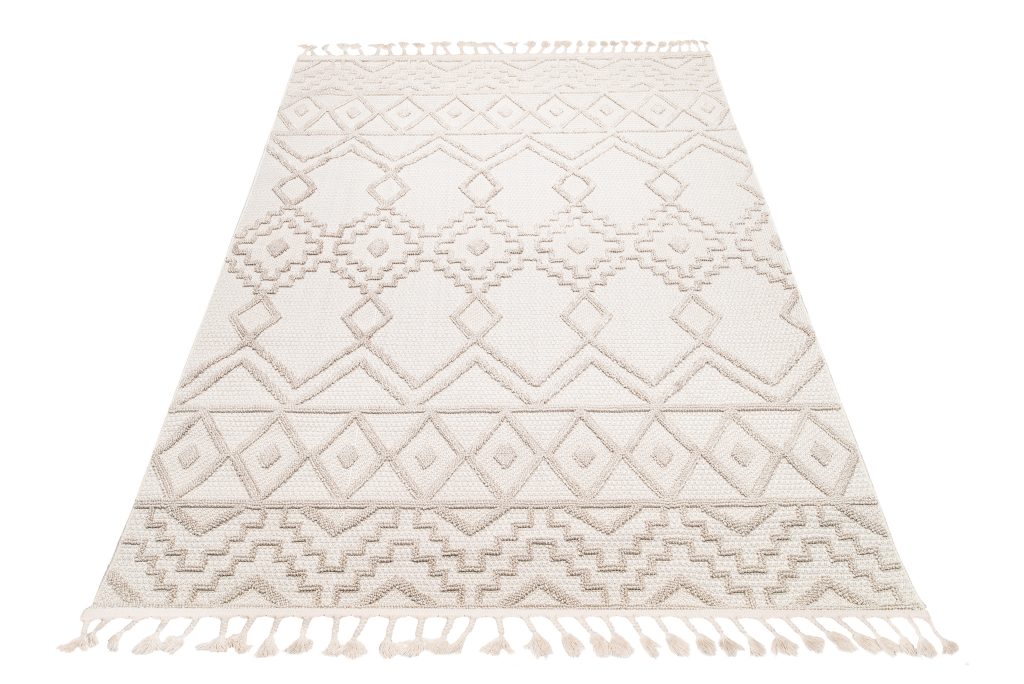 Tapis Timber Intérieur Extérieur Beige Marocain Franges