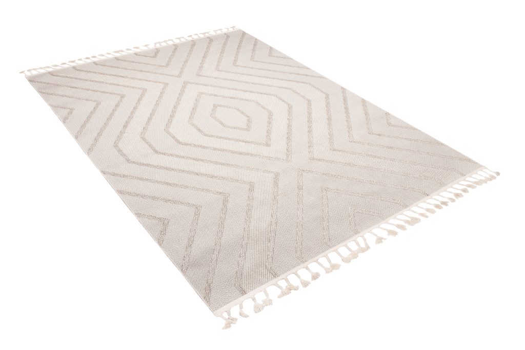 Tapis Timber Intérieur Extérieur Beige Zigzag Franges