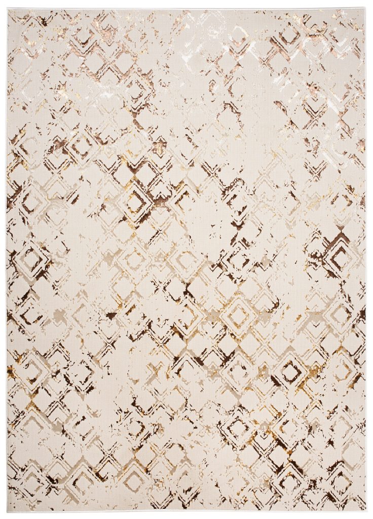 Tapis Golden Crème Or Losanges Moucheté