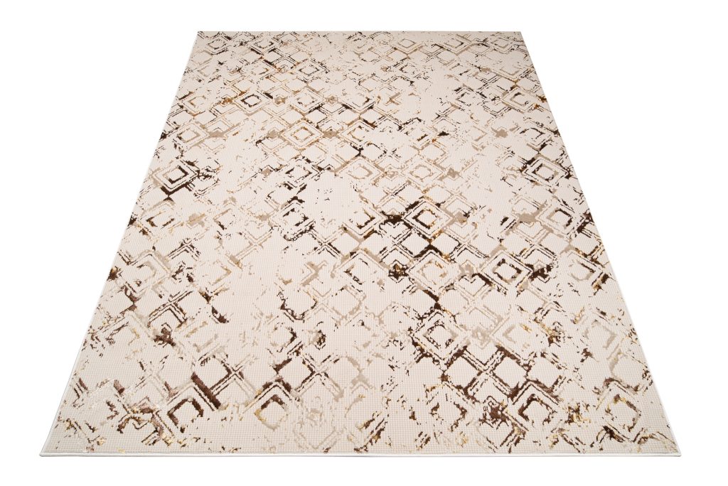 Tapis Golden Crème Or Losanges Moucheté