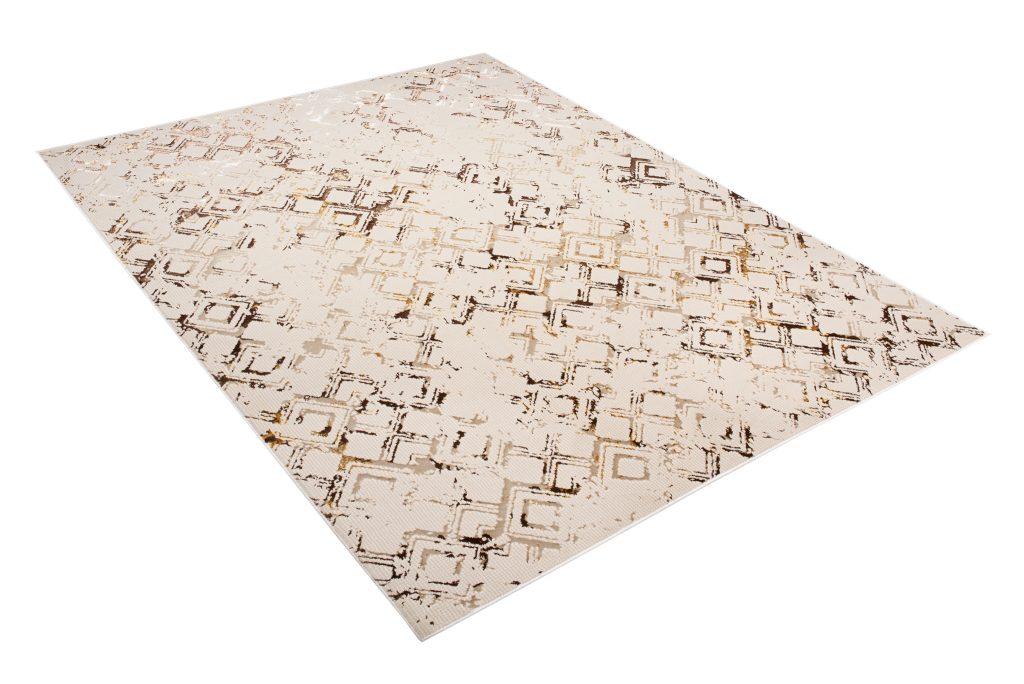 Tapis Golden Crème Or Losanges Moucheté