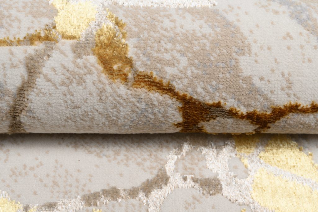Tapis Golden Crème Or Abstrait Lignes