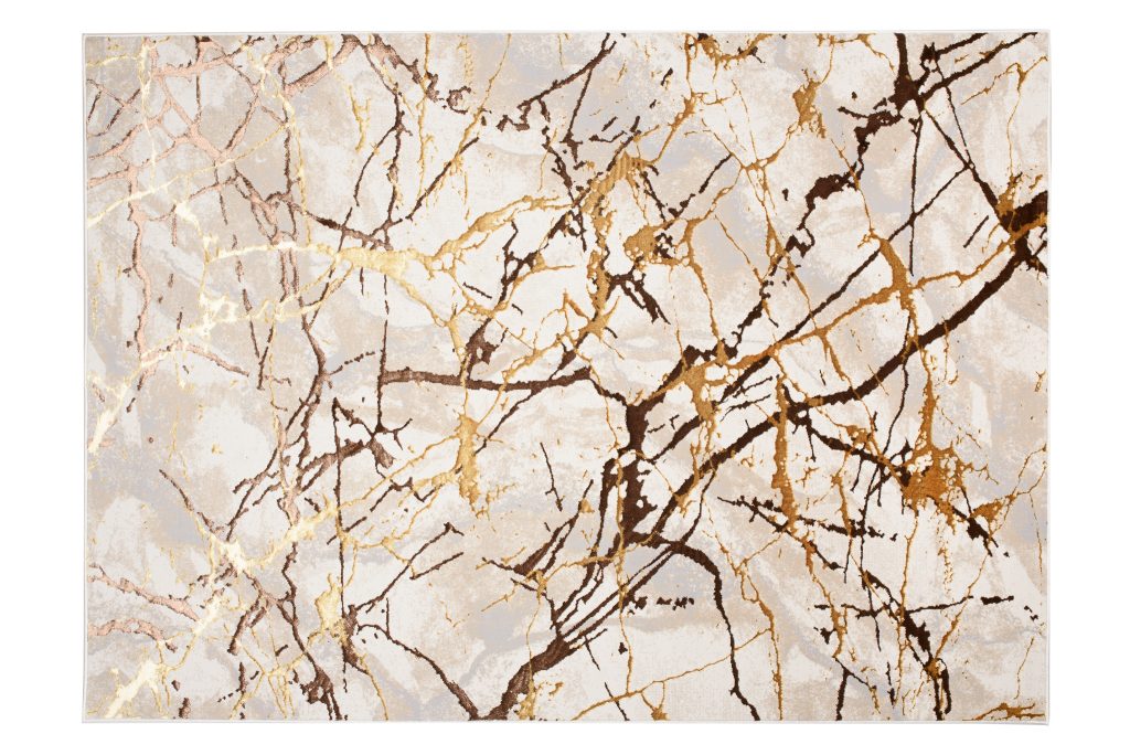 Tapis Golden Crème Or Marron Lignes