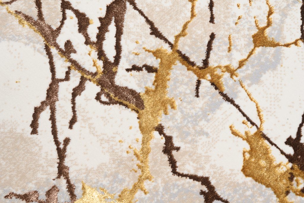 Tapis Golden Crème Or Marron Lignes