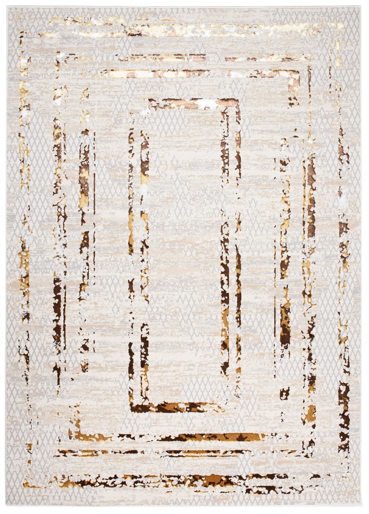 Tapis Golden Crème Or Cadres Moucheté