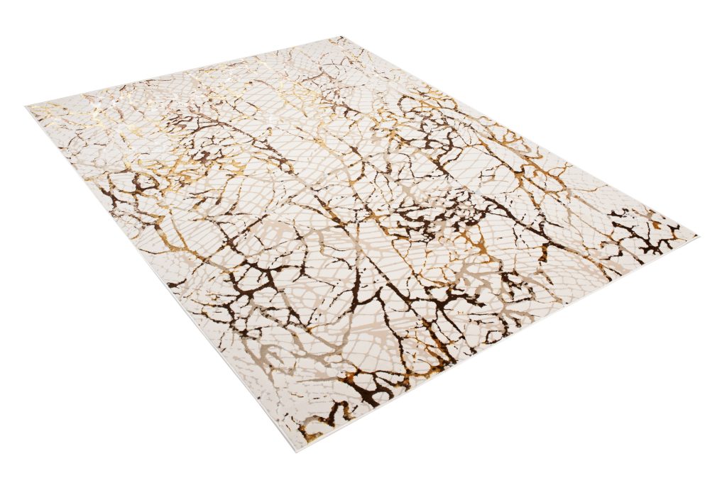 Tapis Golden Crème Or Marron Peau de Serpent