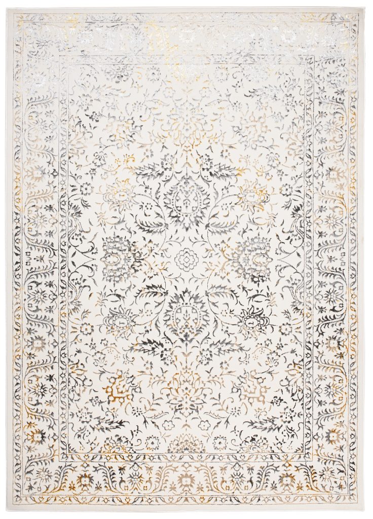 Tapis Golden Crème Or Gris Vintage Cadre