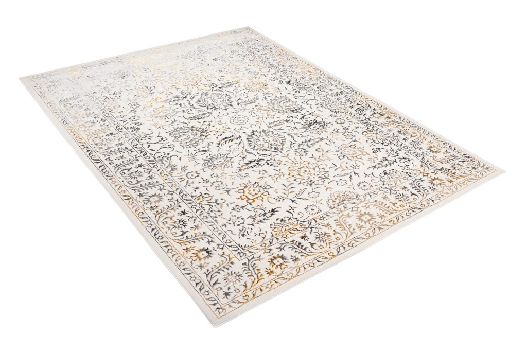 Tapis Golden Crème Or Gris Vintage Cadre