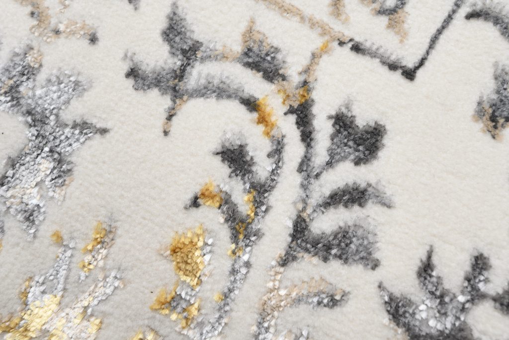 Tapis Golden Crème Or Gris Vintage Cadre