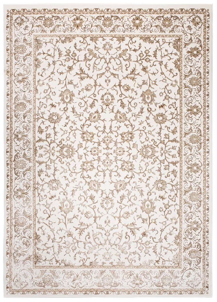 Tapis Hera Vintage Crème Beige Bordure Effet 3D
