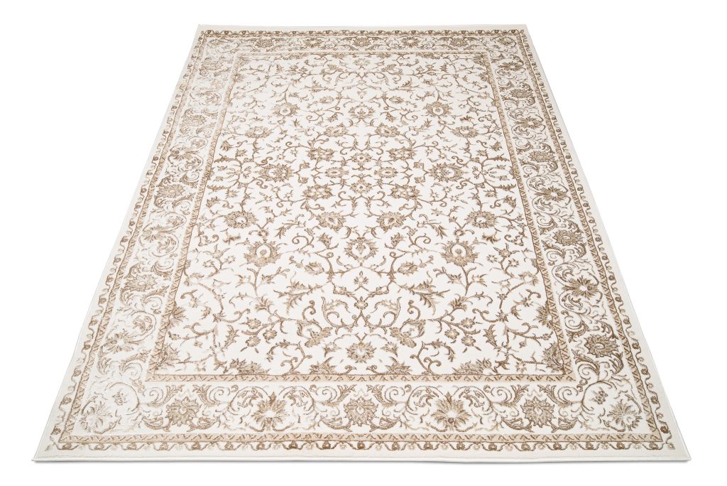 Tapis Hera Vintage Crème Beige Bordure Effet 3D