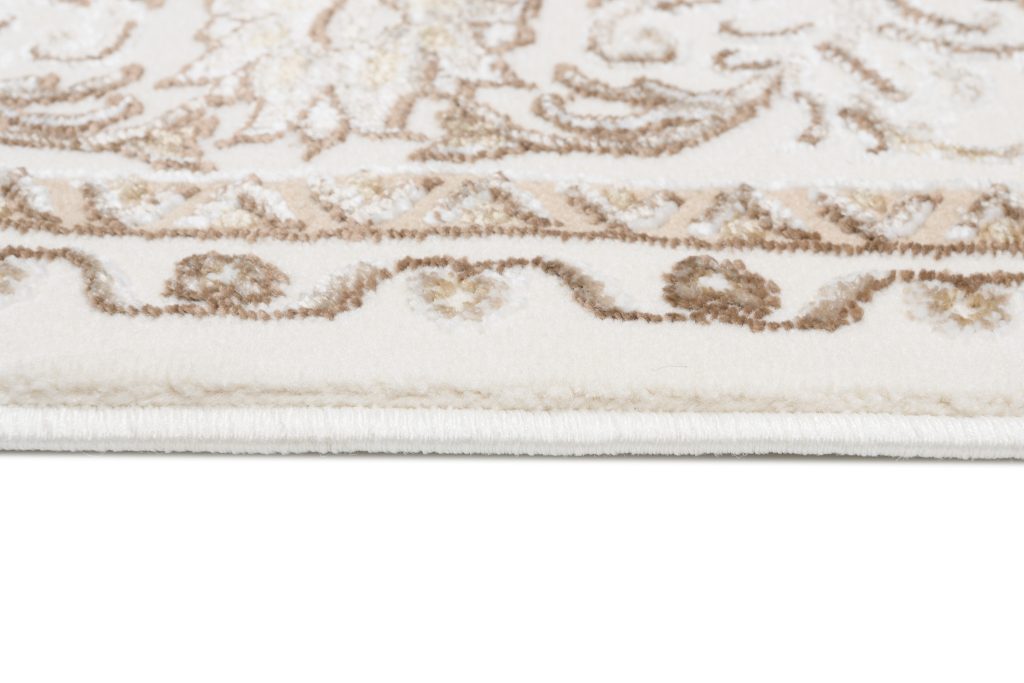 Tapis Hera Vintage Crème Beige Bordure Effet 3D