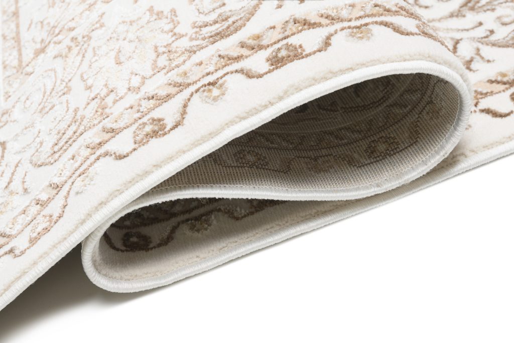 Tapis Hera Vintage Crème Beige Bordure Effet 3D