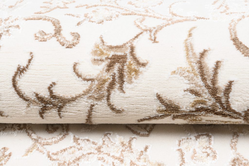 Tapis Hera Vintage Crème Beige Bordure Effet 3D